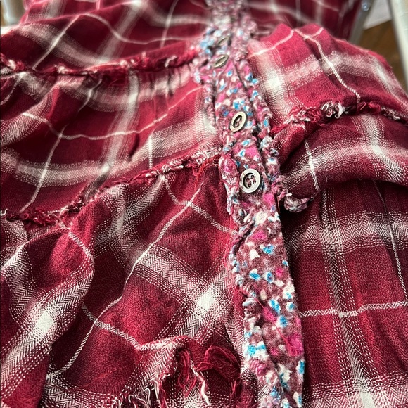 Altar'd State Burgundy long Boho shirt Med C354 - Picture 4 of 7